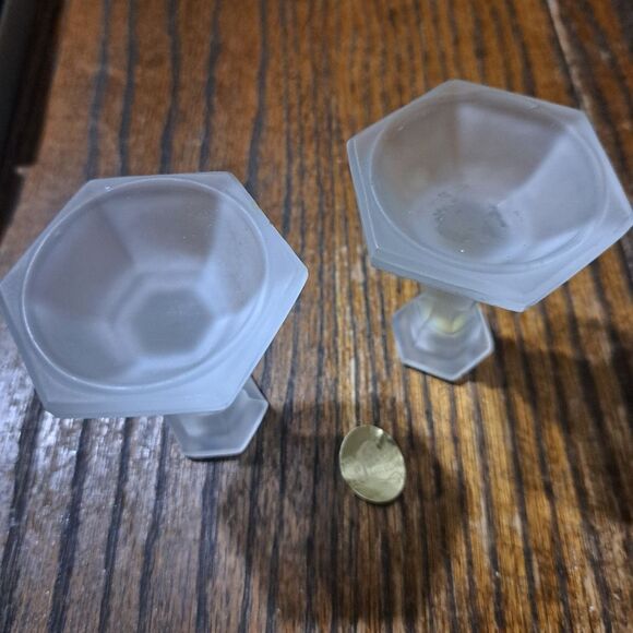 Vintage Tiara Exclusive Indiana Glass Frosted Candle Stick Candle Holders - Picture 4 of 4